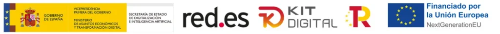 Logotipos del programa Kit Digital: Gobierno de España, Red.es y financiación de la Unión Europea NextGenerationEU